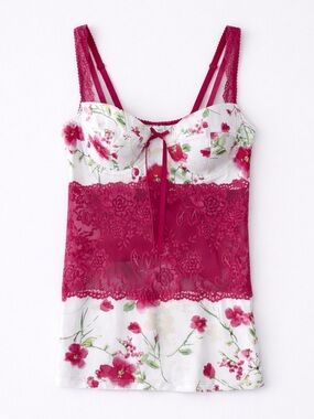 Arianne Pink Floral Lace Camisole Lingerie Cami Top Size L